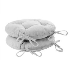 2x Round Garden Chair Seat Cushions Cotton Polyester Filled Outdoor Dining Grey