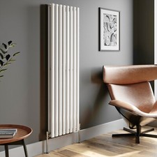 1600 x 480mm White Vertical Designer Radiator Double Oval Column Central Heating