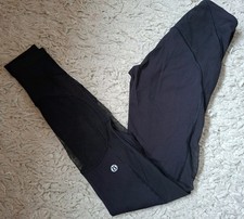 Lululemon Black Mesh Detail Full Length Leggings, UK Size 6 (US 2)