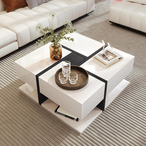 White square coffee - white, table