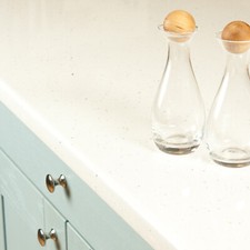 White Sparkle Andromeda Laminate Kitchen Worktops 38mm, Worktop Edging Included