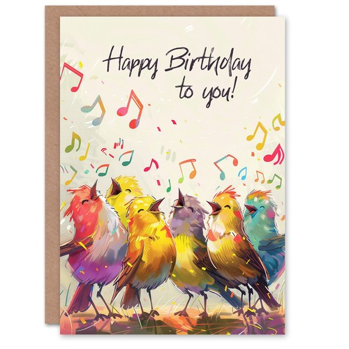 Birthday card cheerful singing - birthday,