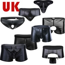 Sexy Men Faux Leather Boxer