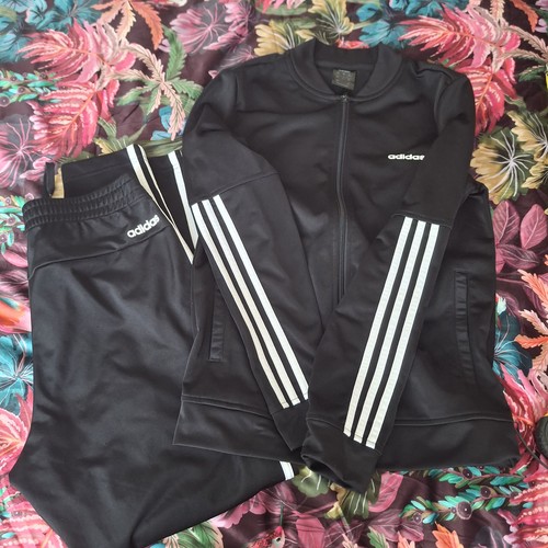 Adidas black ladies tracksuit - black,