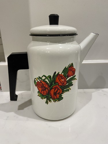 Vintage retro white - enamel, tea