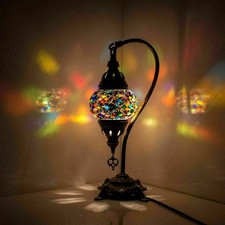Turkish Table Lamp Moroccan Colourful Tiffany Glass Mosaic Light CE CERTIFIED UK