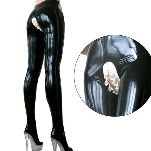 New latex leggings crotchless - leggings,