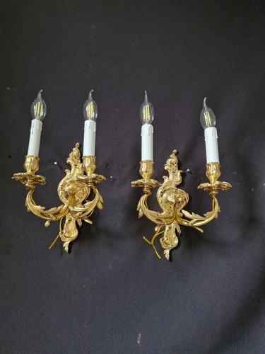 Pair vintage brass wall - vintage,