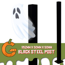 952mm x 50mm Bolt Down Black Coated Square Steel Gate / Railing Post w/ Capping