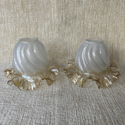 Pair ruffle edged - edged, glass