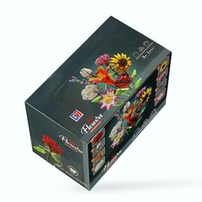 Artificial Flowers Bouquet for Adults, Flower Building Sets with Vase, Home Deco