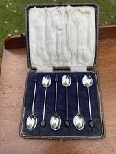 Silver Coffee Bean Spoons Mason + Jones B`ham 1924 Length 4" Boxed Ex