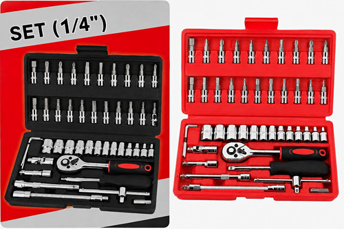 Socket wrench ratchet set - 1/4",