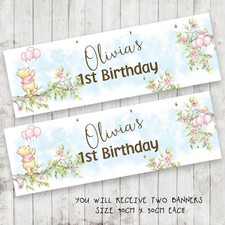 Winnie the Pooh x 2 Personalised Birthday Banner Children Party Decoration