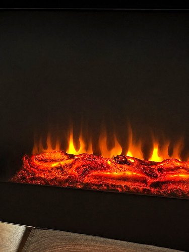 Black electric fireplace - electric,
