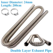 2M 24mm 2 Layer Diesel Heater Exhaust Pipe Hose Stainless Steel For Eberspacher