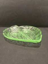 Bagley Green Glass Leaf-Shaped
