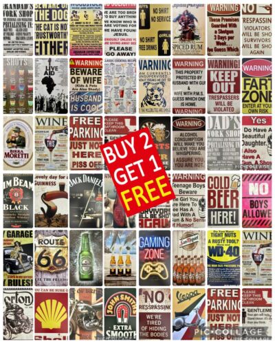 Metal tin wall signs - tin, man