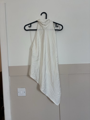 Zara white satin asymmetrical - satin,