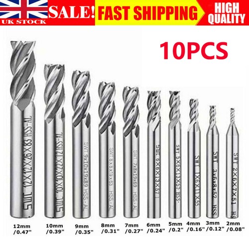 10pcs flute hss end mill - 10pcs, 4