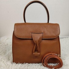 LOEWE Turnlock 2-Way Handbag Brown Leather Authentic