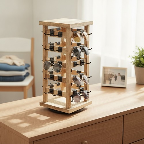 Wood rotating jewelry display - jewelry,