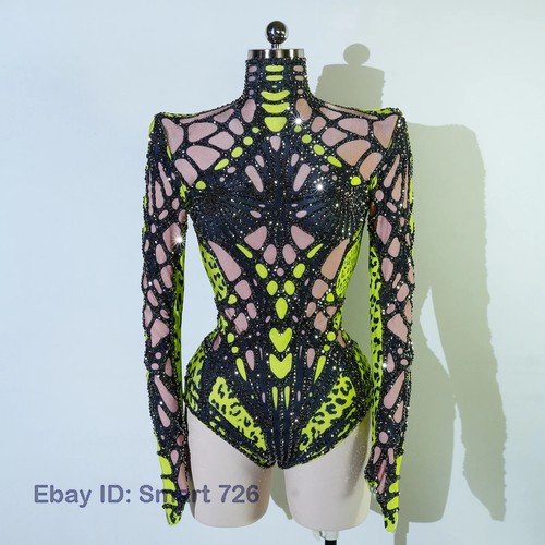 Rhinestones bodysuit green - bodysuit,