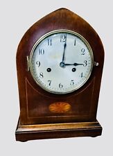 Edwardian Inlaid Mahogany Lancet Top Mantel Clock