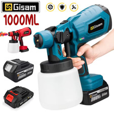 2 Battery Cordless Paint Sprayer Fence Wall Airless 21V HVLP Spray Gun UKCharger