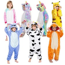Children Pajamas Girls Boys Flannel Sleepsuit Hoodie Cosplay Party Xmas Gift UK
