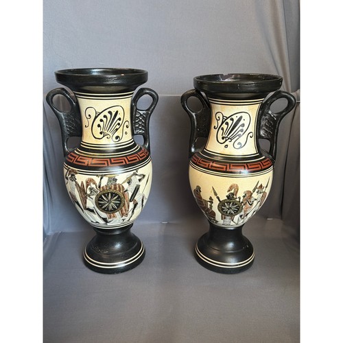 Pair handmade greek pottery - of,