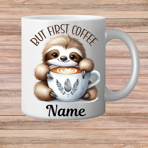 Personalised cute sloth - cute, coffee