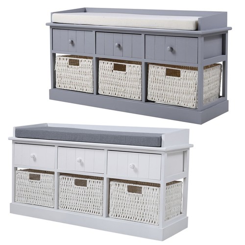 Storage bench rattan basket - storage,