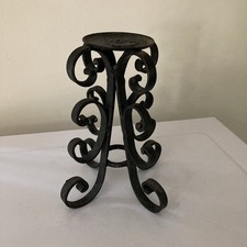 VTG Old Cast Iron Candle Holder Hand Wrought Heavy