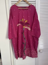 Women Cotton Dress Pink Size