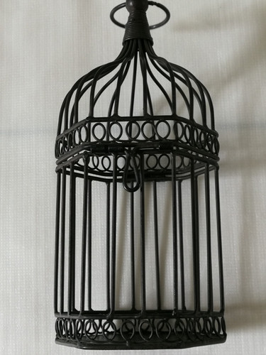 Black metal wire bird cage - black,