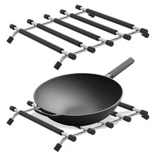 2X Stainless Steel Kitchen Trivet Stand Hot Pan Heat Resistant Worktop Protector