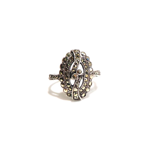 Vintage art deco silver oval - art,