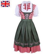 German Bavarian Dirndl Dress Apron Oktoberfest Costume Beer Maid Fancy Dress