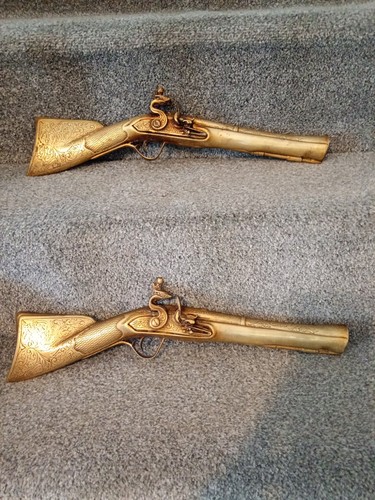 Vintage brass flintlock wall - vintage,