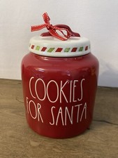 Rae Dunn Cookies For Santa Biscuit Barrel Canister Jar Christmas Red