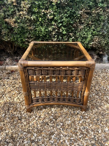 Bamboo rattan wicker glass top - wicker,
