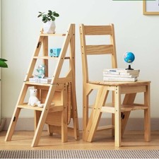 4-Step Folding Step Stool Reversible Chair Seat Portable Ladder Display Shelf