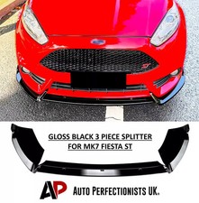 Ford Fiesta ST MK7 Gloss Black Front Splitter Spoiler Lip Body Kit Wing 12-17