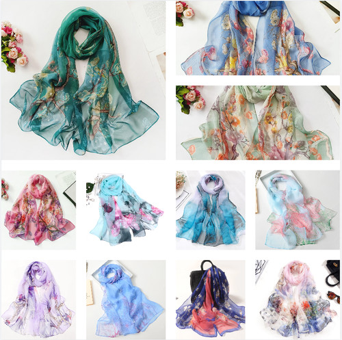 Women long scarves soft silk - long,