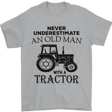 Old Man With a Tractor Driver Farmer Farm Mens T-Shirt 100% Cotton