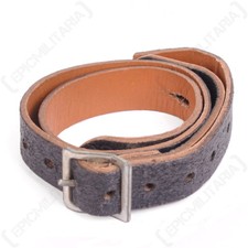 WW2 German Helmet Chin Strap - Black Leather Metal Buckle Reproduction