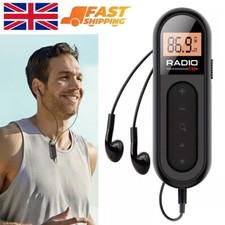 Mini Pocket FM Radio LCD Portable Clip-on Personal Radio Player with Earphone UK