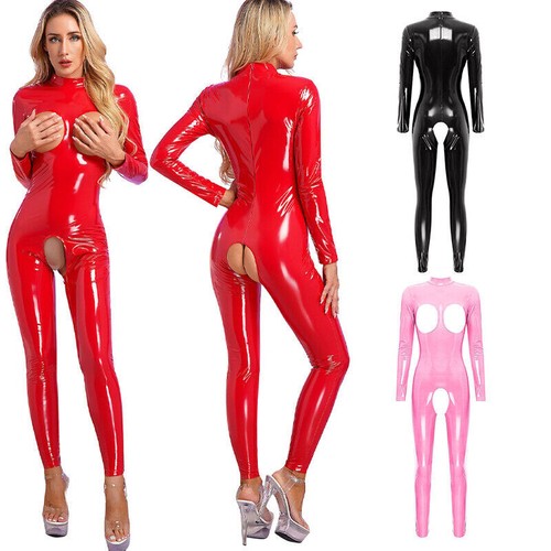 Sexy women wet look leather - look,