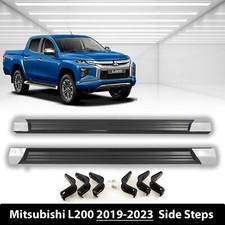 NEW OEM RUNNING BOARDS SIDE STEPS BARS PAIR FOR MITSUBISHI L200 SERIES 6 2019-23